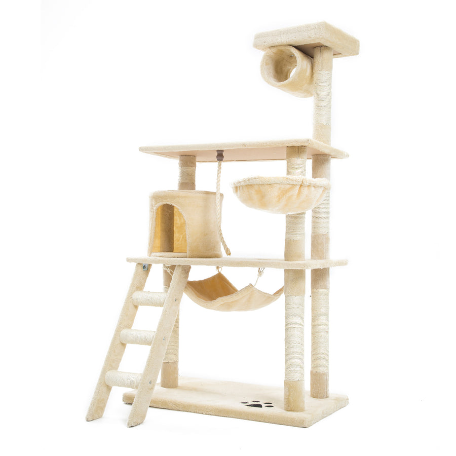 Paw Mate 140cm Beige Cat Tree Maple Multi Level Scratcher