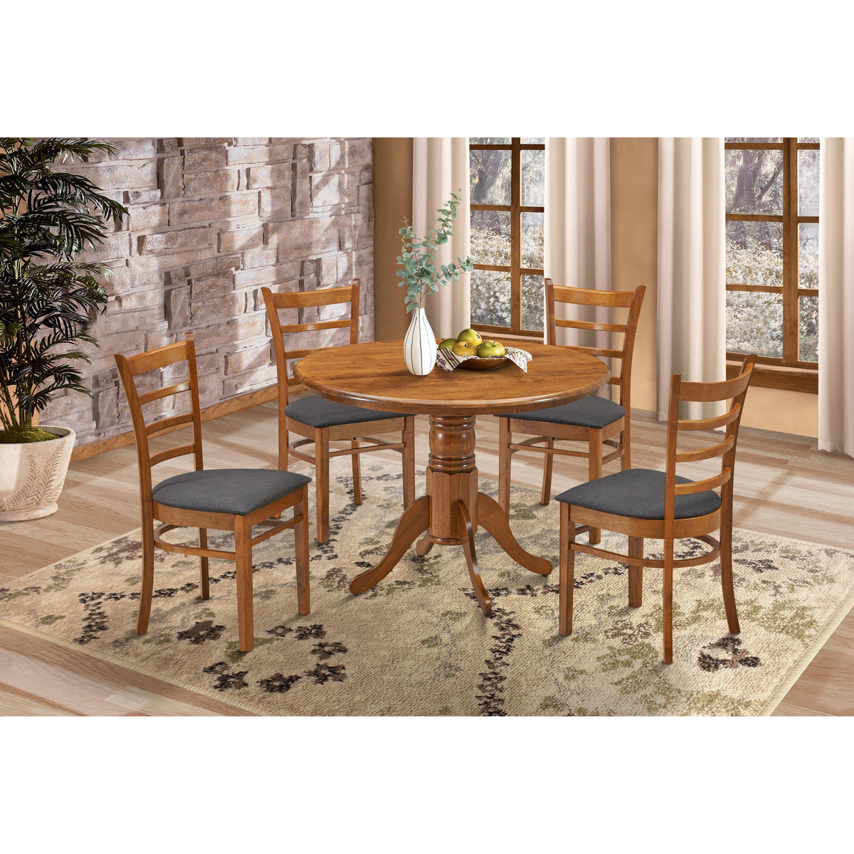 Linaria 5 Piece Dining Suite Walnut Finish