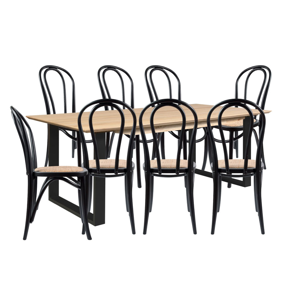 Messmate & Rattan 9 Piece Dining Suite