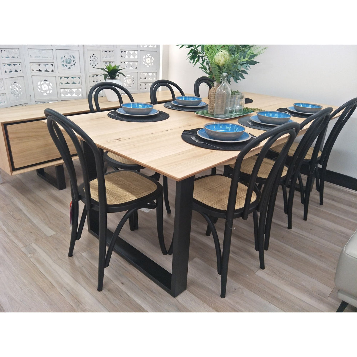 Messmate & Rattan 9 Piece Dining Suite