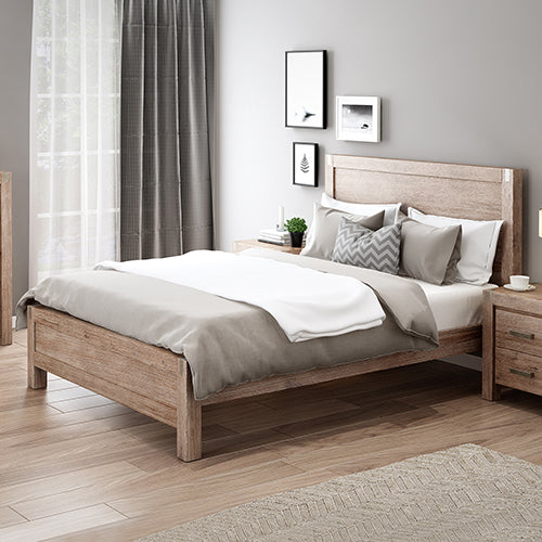 Nowra Double Bed Frame - Veneered Acacia - Chocolate Oak