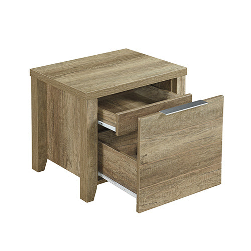 Bedside Table 2 Drawers Oak Coloured Finish