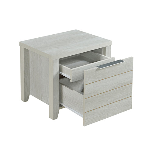 Bedside Table 2 drawers White Ash