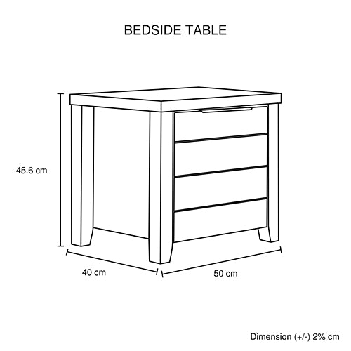 Bedside Table 2 drawers White Ash