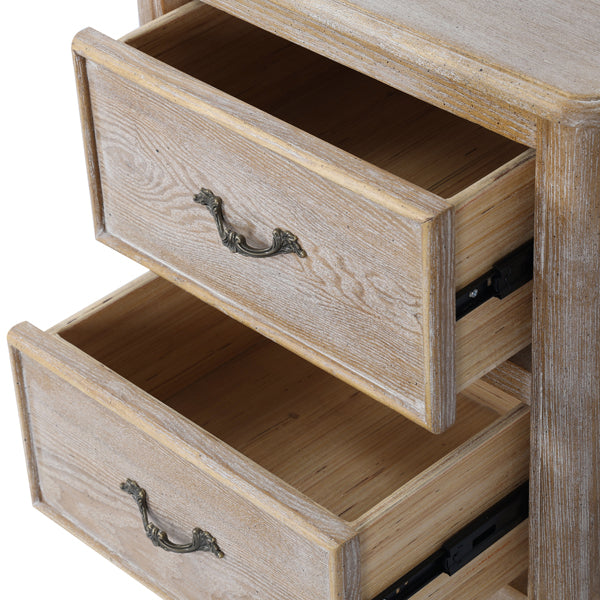 Bedside Table Oak and Plywood Whitewashed