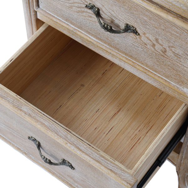 Bedside Table Oak and Plywood Whitewashed