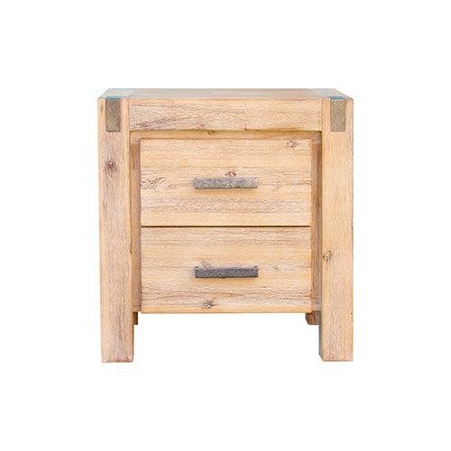 Nowra Bedside Table 2 Drawers Oak Colour