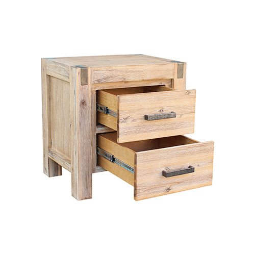 Nowra Bedside Table 2 Drawers Oak Colour