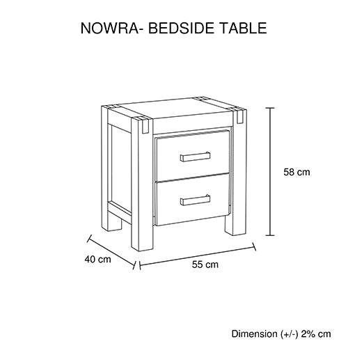 Nowra Bedside Table 2 Drawers Oak Colour