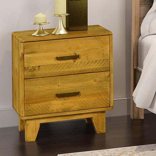 Bedside Table 2 drawers Wood Coloured