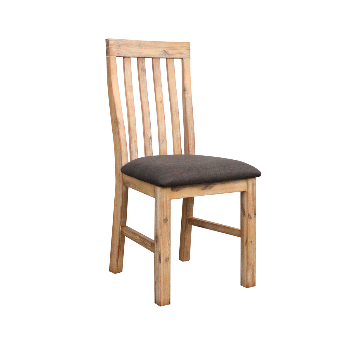 Set of Two Acacia Dining Chairs Oak Finish