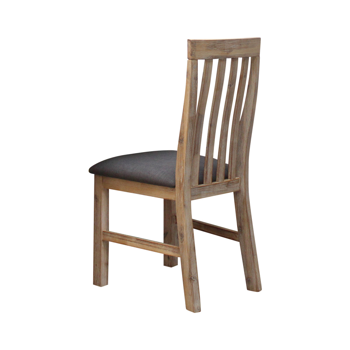 Set of Two Acacia Dining Chairs Oak Finish