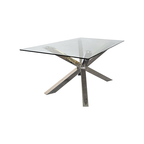 Jason Dining Table Stainless Steel Base 12mm Tempered Glass Top