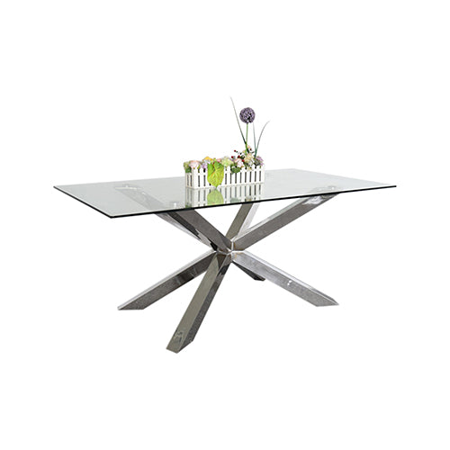 Jason Dining Table Stainless Steel Base 12mm Tempered Glass Top