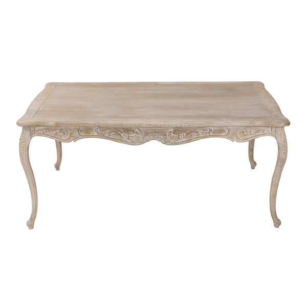 Dining Table Oak Wood White Washed