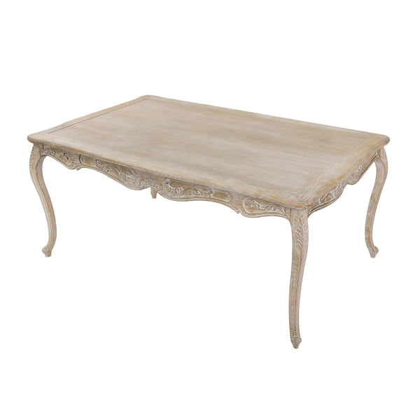 Dining Table Oak Wood White Washed