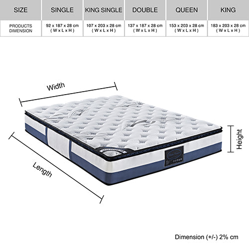 King Single Size - Latex - Pocket Spring - Medium Firm