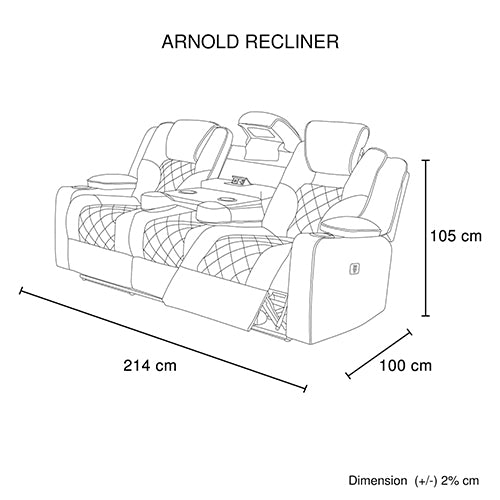 Fabric 3 Seater Electric Recliner Couch