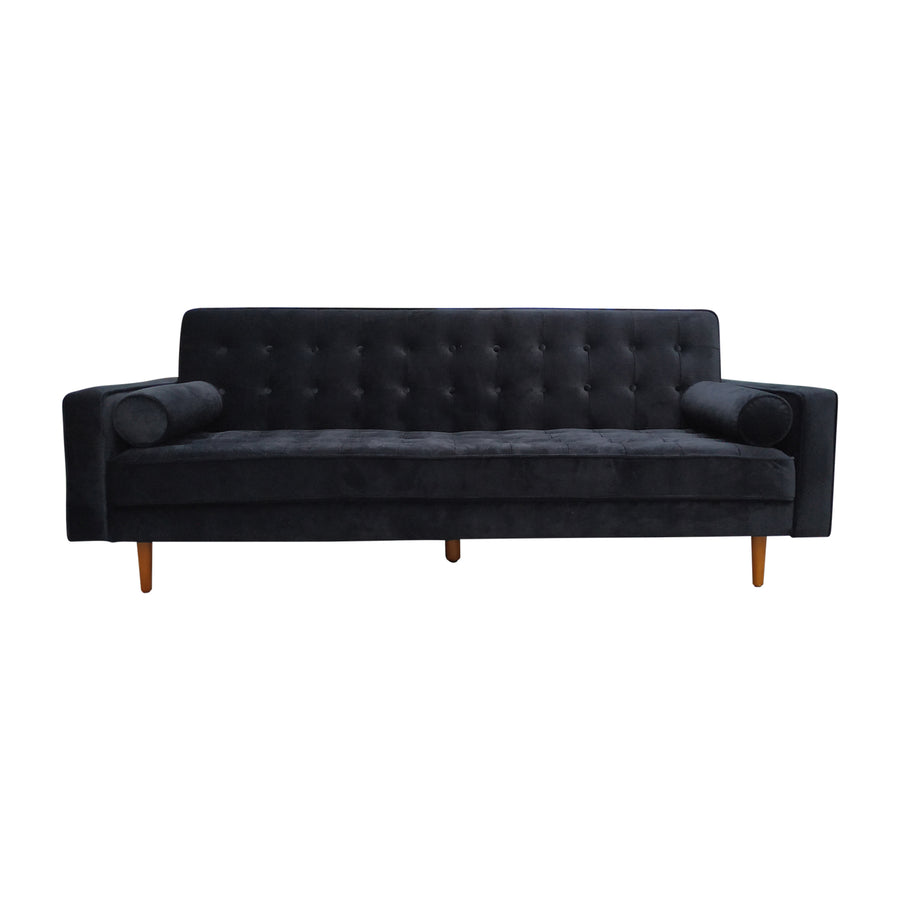 3 Seater Button Tufted Lounge Velvet Black