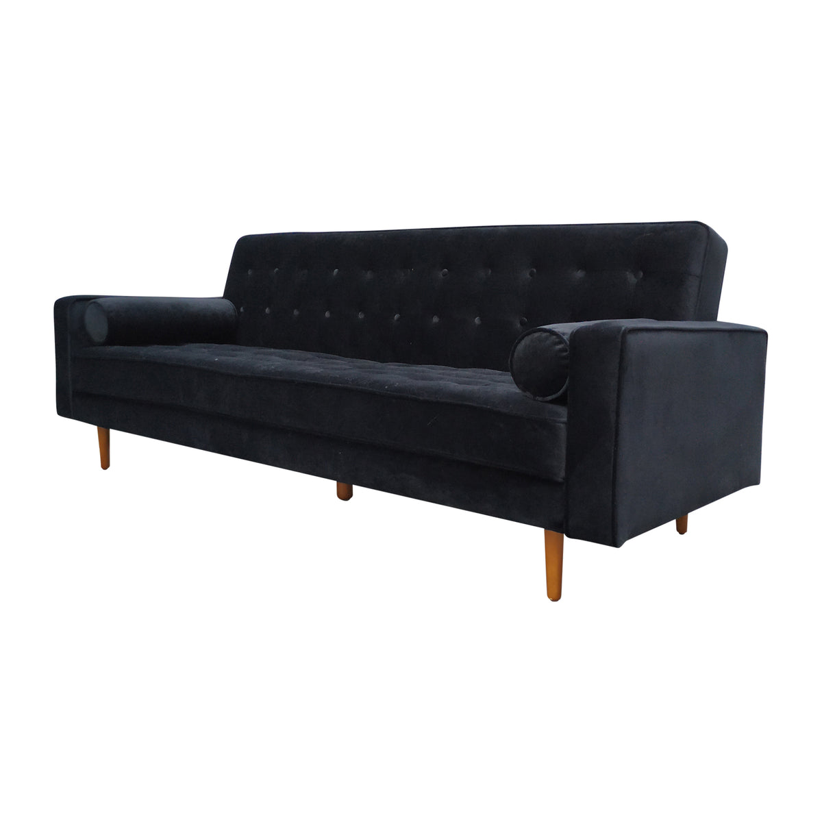 3 Seater Button Tufted Lounge Velvet Black