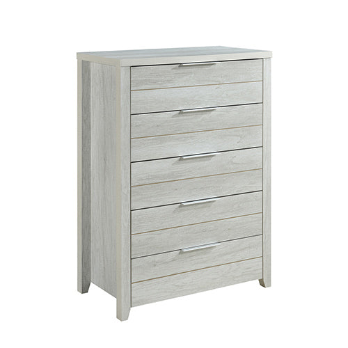 Tallboy 5 Drawer White Ash Colour