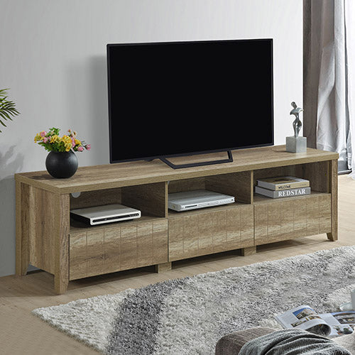 TV Cabinet 3 Drawers MDF Oak Finish 180cm