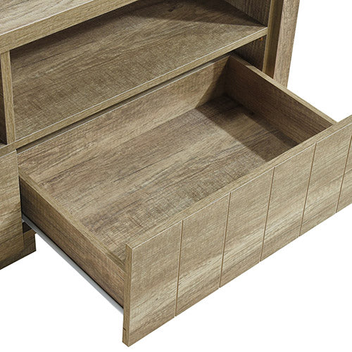 TV Cabinet 3 Drawers MDF Oak Finish 180cm