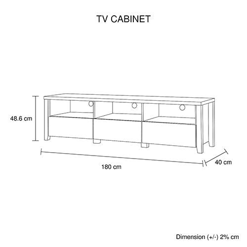 TV Cabinet 3 Drawers MDF Oak Finish 180cm