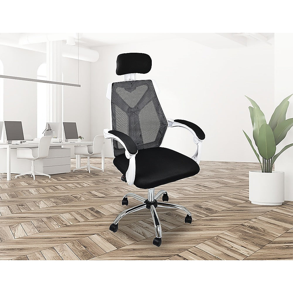 Office Chair Gaming Computer Chairs Mesh Back Foam Seat - White