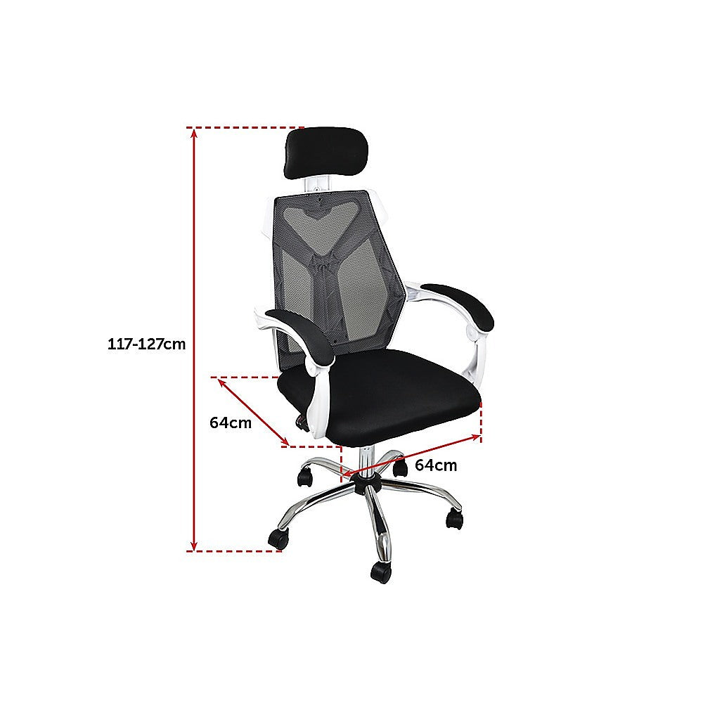 Office Chair Gaming Computer Chairs Mesh Back Foam Seat - White