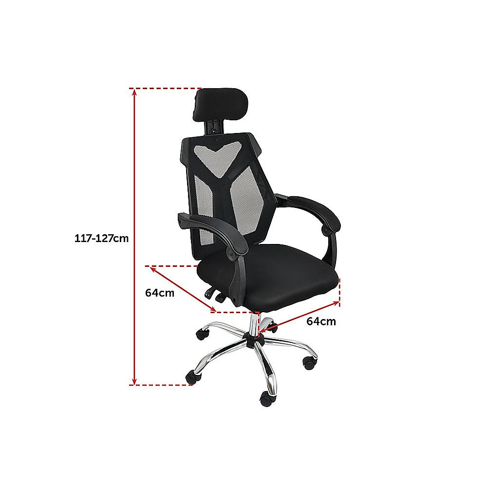 Office Chair Gaming Computer Chairs Mesh Back Foam Seat - Black