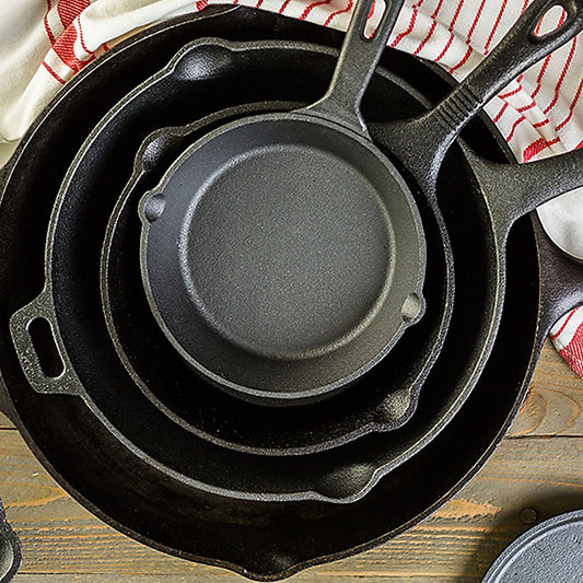 3 Piece Pre Seasoned Cast Iron Fry Pan Set
