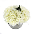 White Hydrangea With Glass Vase 23cm