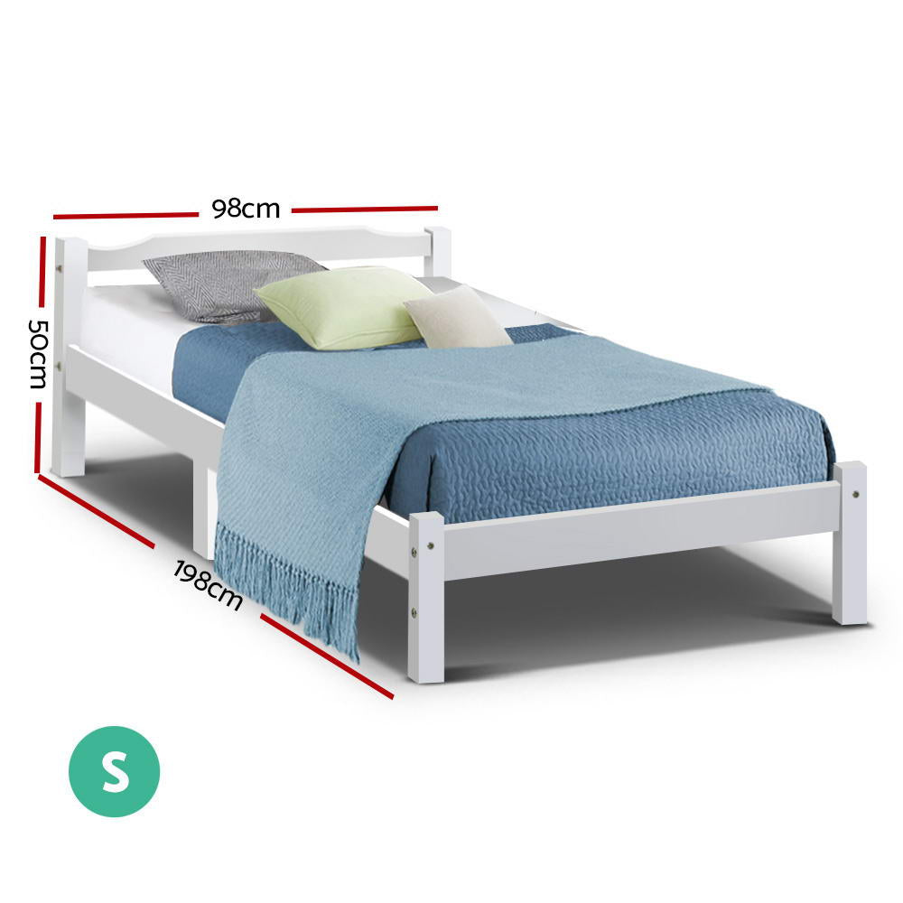 Artiss Single Bed Frame - White