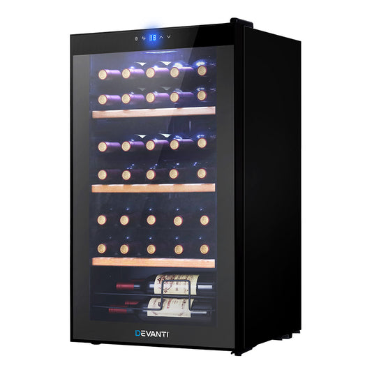 Devanti 34 Bottle Wine Cooler - Adjustable Temperature & Energy Efficient