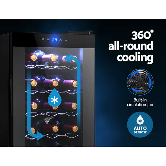 Devanti 50L Wine Cooler - Holds 18 Bottles, Adjustable Temp Control