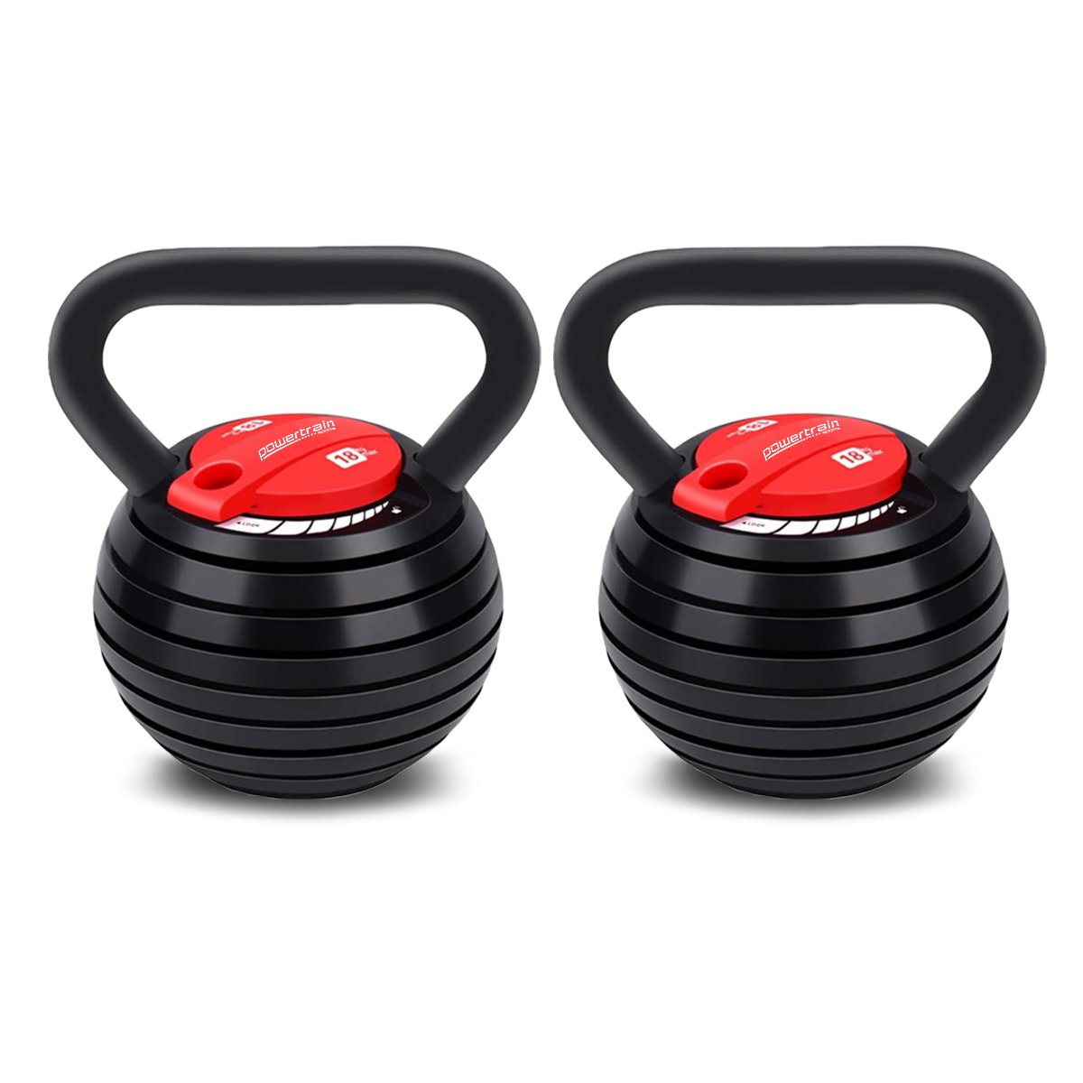 2x Powertrain Adjustable Kettlebells 18kg