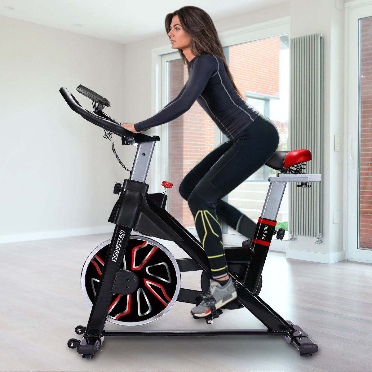 Powertrain RX-600 Exercise Spin Bike Cardio Cycle - Red