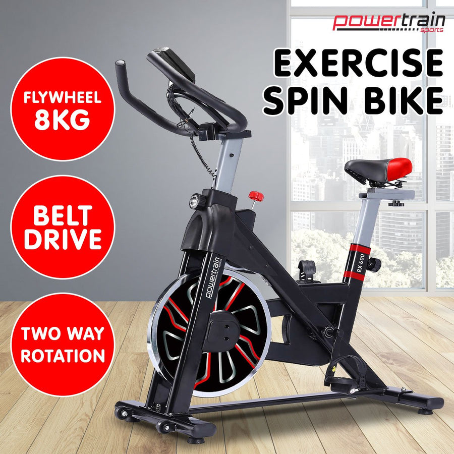 Powertrain RX-600 Exercise Spin Bike Cardio Cycle - Red