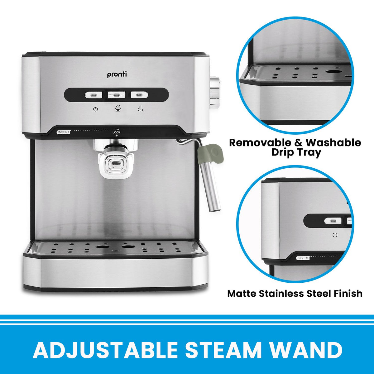 Pronti 1.6L Automatic coffee machine with steam frother