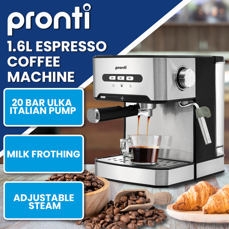 Pronti 1.6L Automatic coffee machine with steam frother