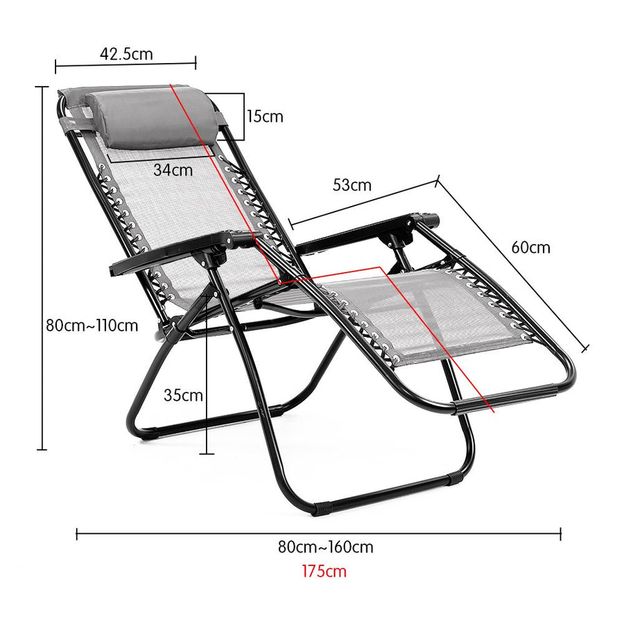 Zero Gravity Reclining Deck Chair - Grey