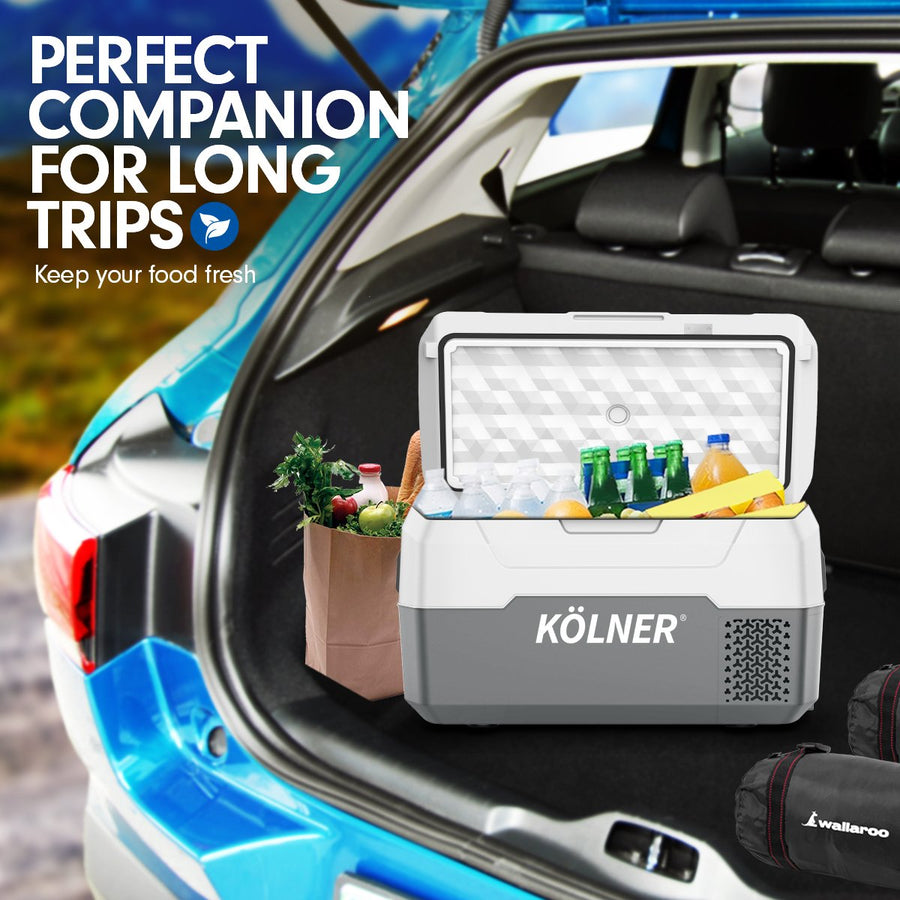 Kolner 20L Portable Fridge Cooler Freezer Camping Refrigerator Grey