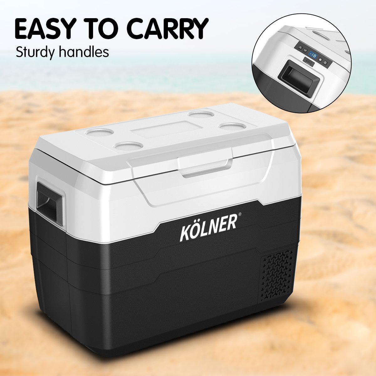 Kolner 40L Portable Fridge Cooler Freezer Camping Refrigerator Black