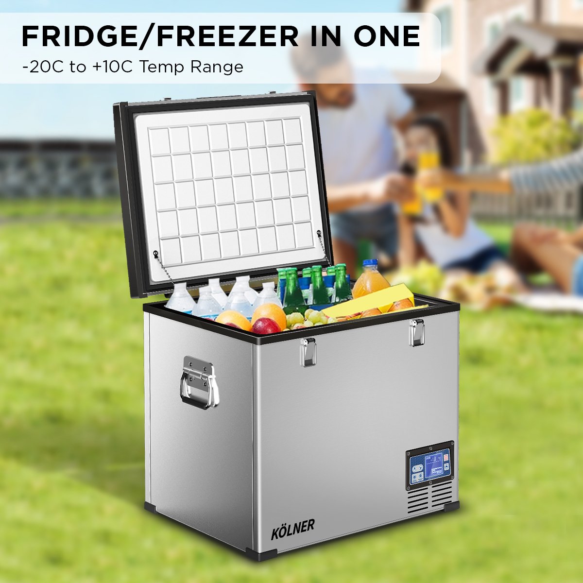 Kolner 95L Stainless Steel Portable Fridge Freezer