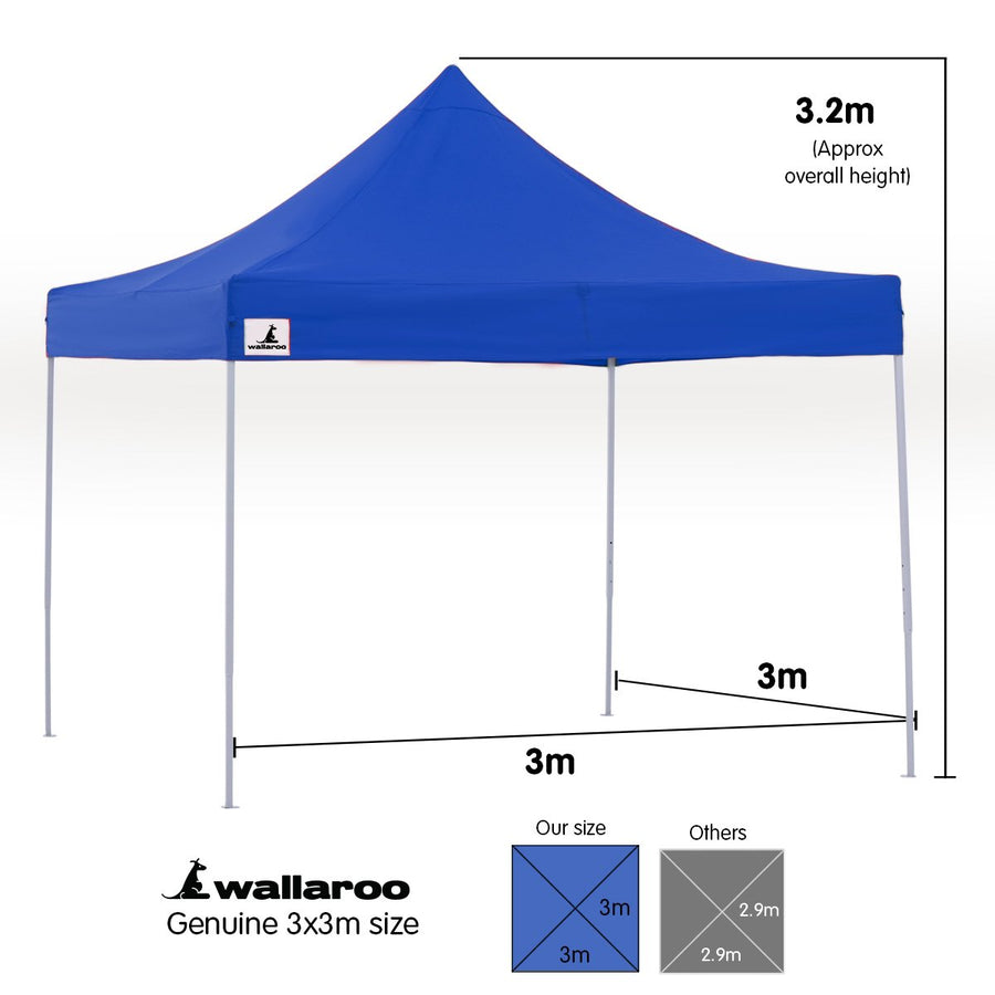 Gazebo Tent Marquee 3x3 PopUp Outdoor Wallaroo - Blue