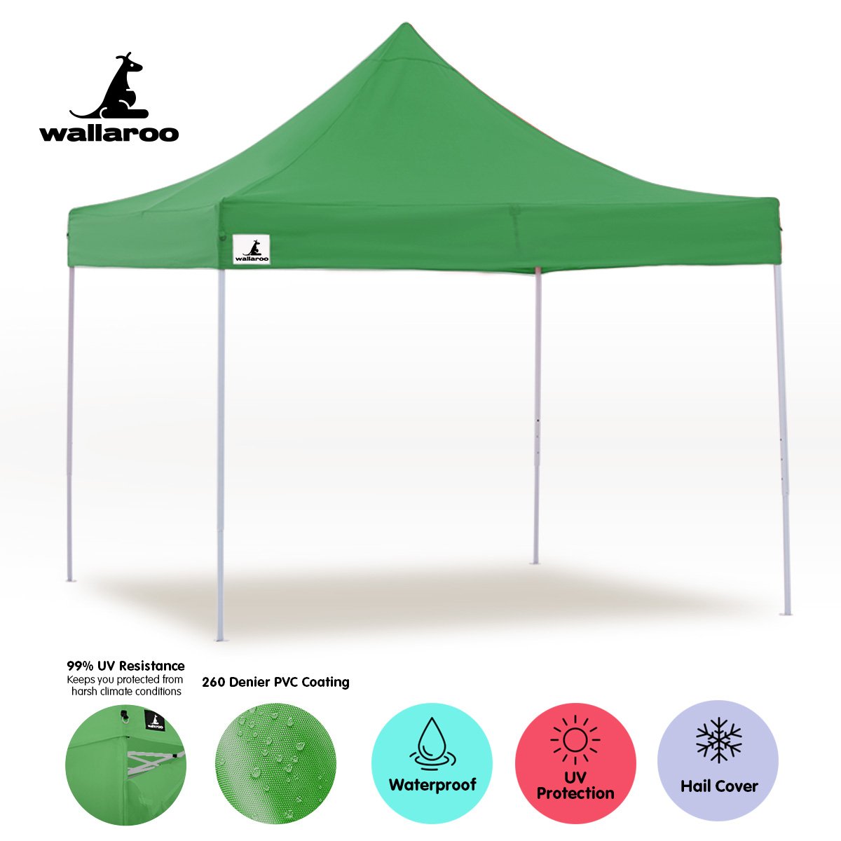 Gazebo Tent Marquee 3x3 PopUp Outdoor Wallaroo - Green