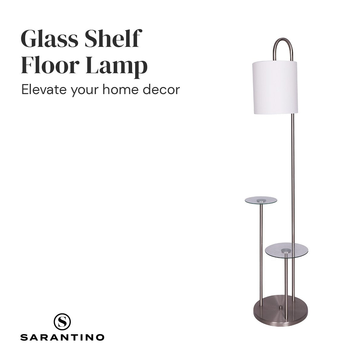 Sarantino Metal Floor Lamp with Glass Shelves