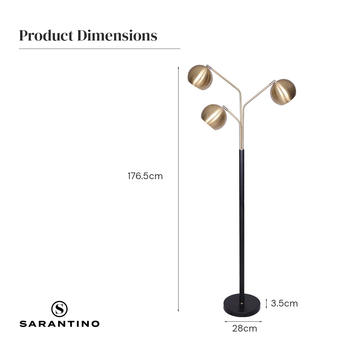 Sarantino Adjustable 3-Arm Arc Lamp