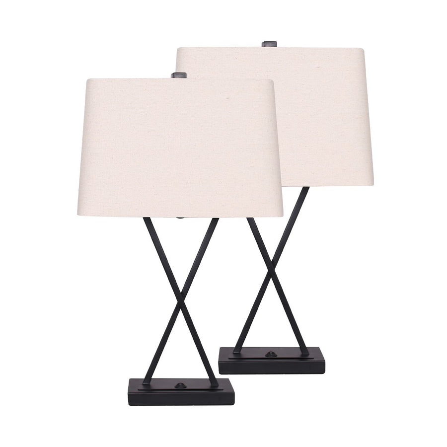 Sarantino Metal Table Lamp Rectangular Shade X Stand